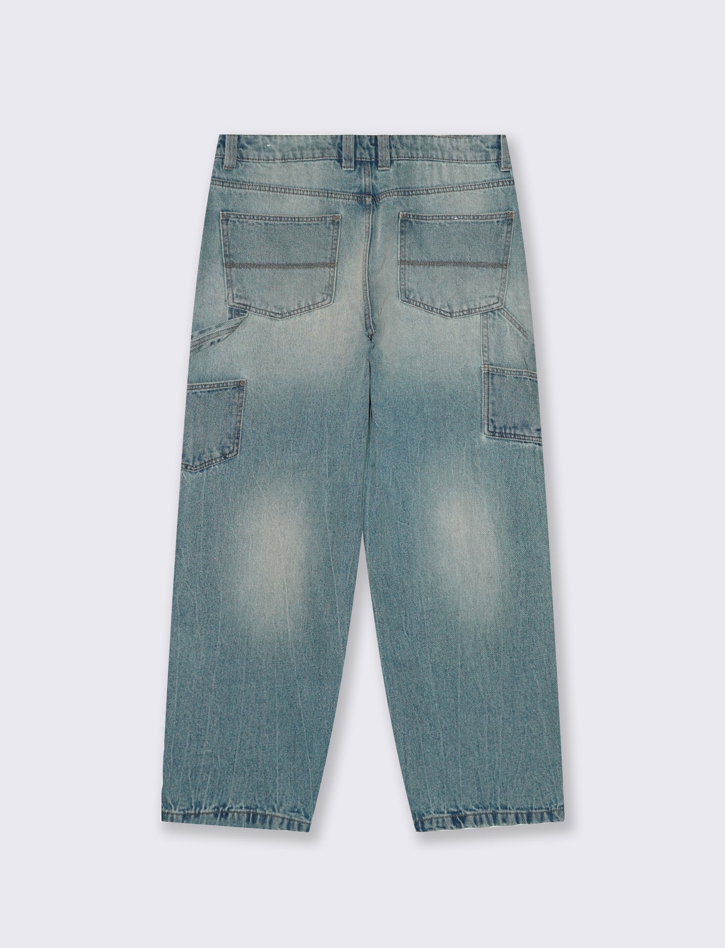Light Blue Baggy Carpenter Fit Jeans - Blue