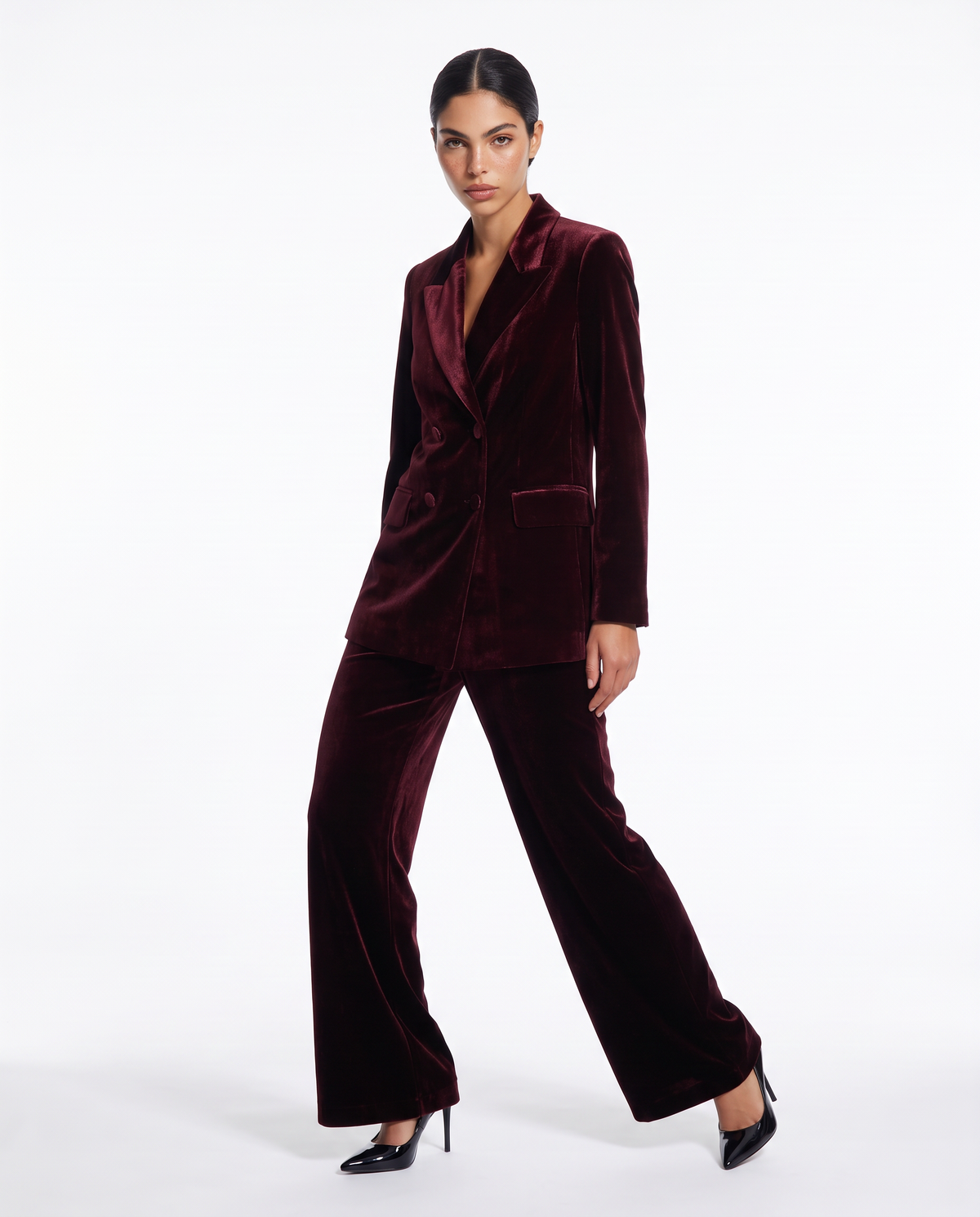 Giacca doppiopetto in velluto elegante - Bordeaux
