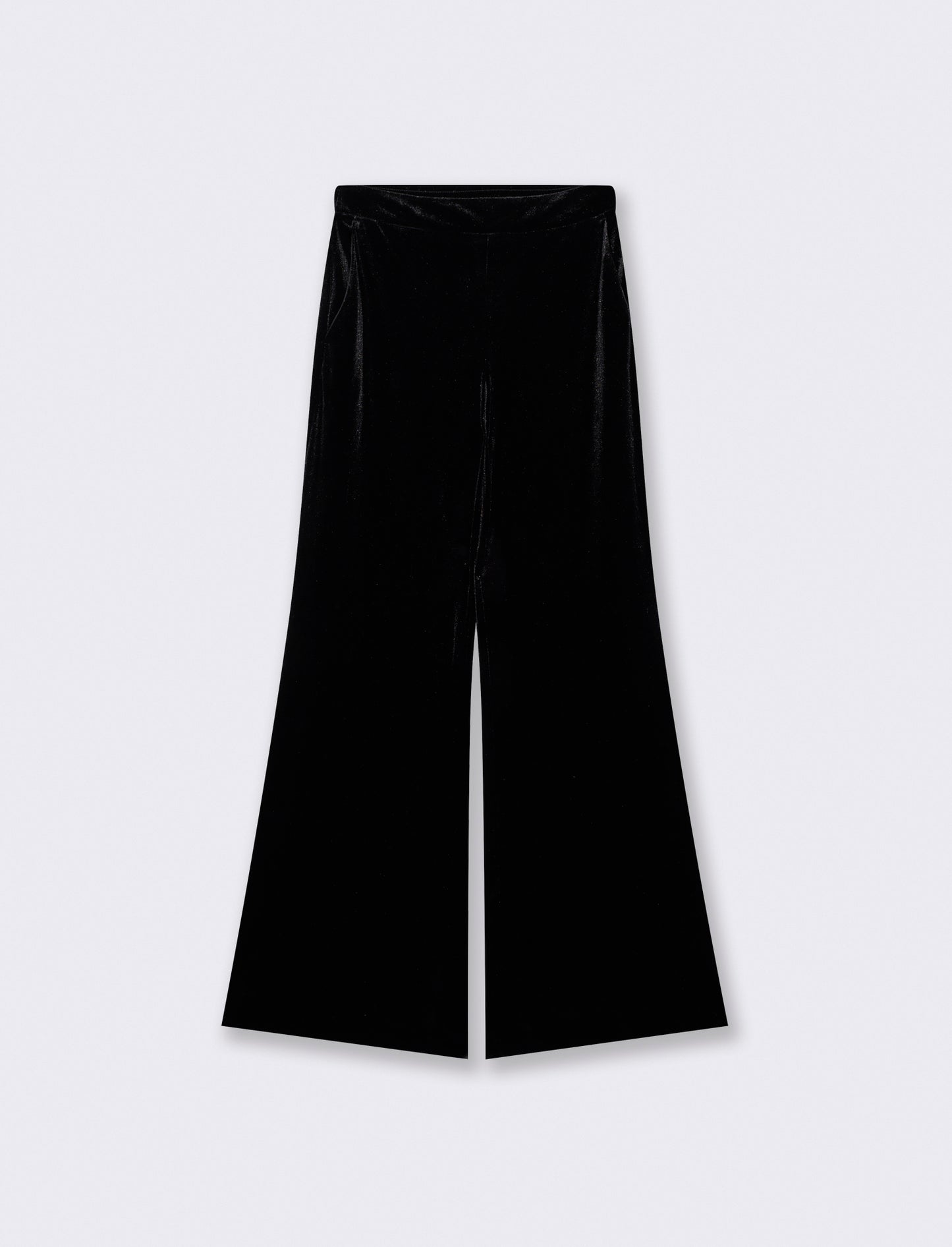 Pantalone in velluto wide leg con elastico - Nero
