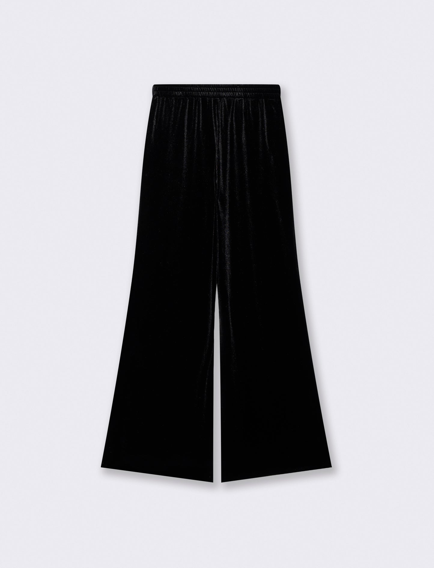 Pantalone in velluto wide leg con elastico - Nero