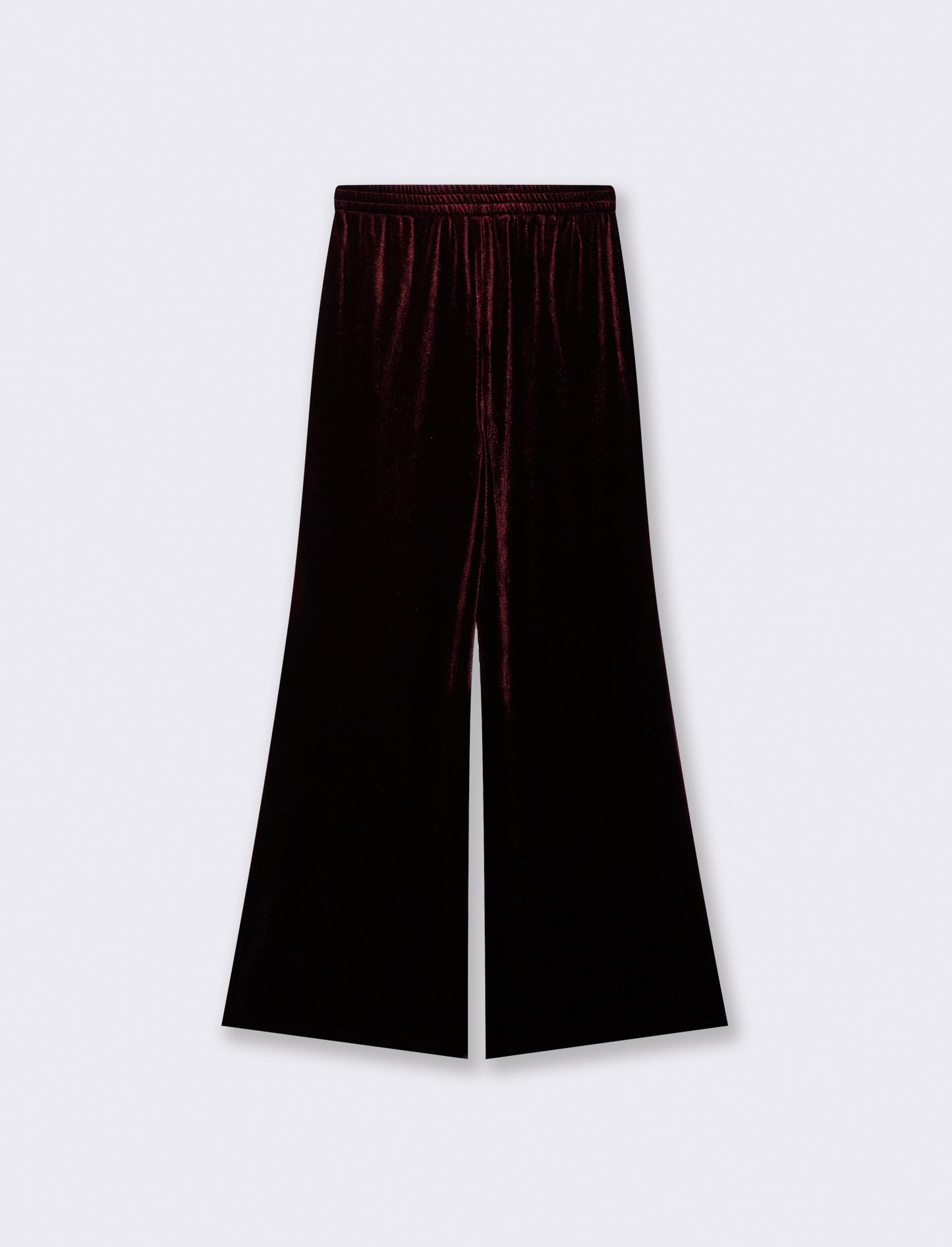Pantalone in velluto wide leg con elastico - Bordeaux