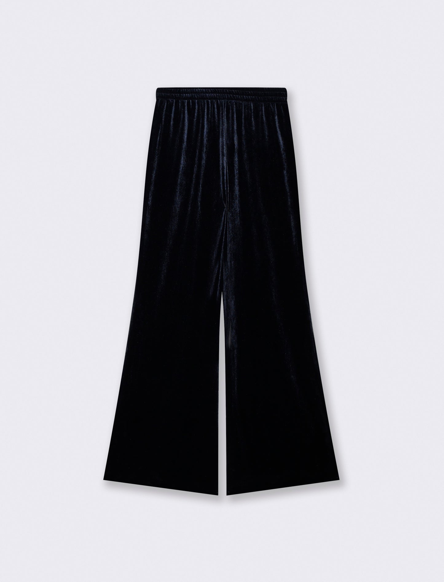 Pantalone in velluto wide leg con elastico - Blu