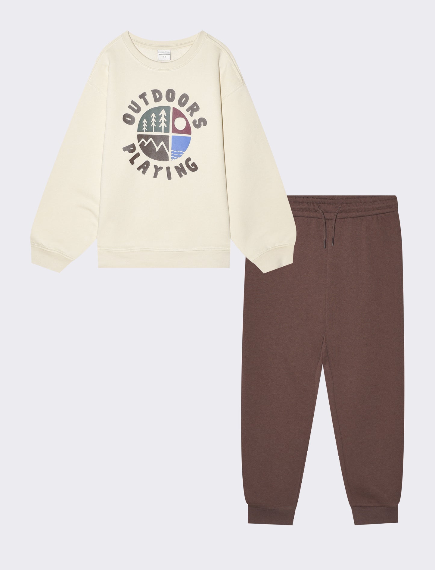 Two-Piece Comfortable and Practical Sweatshirt Set - Beige