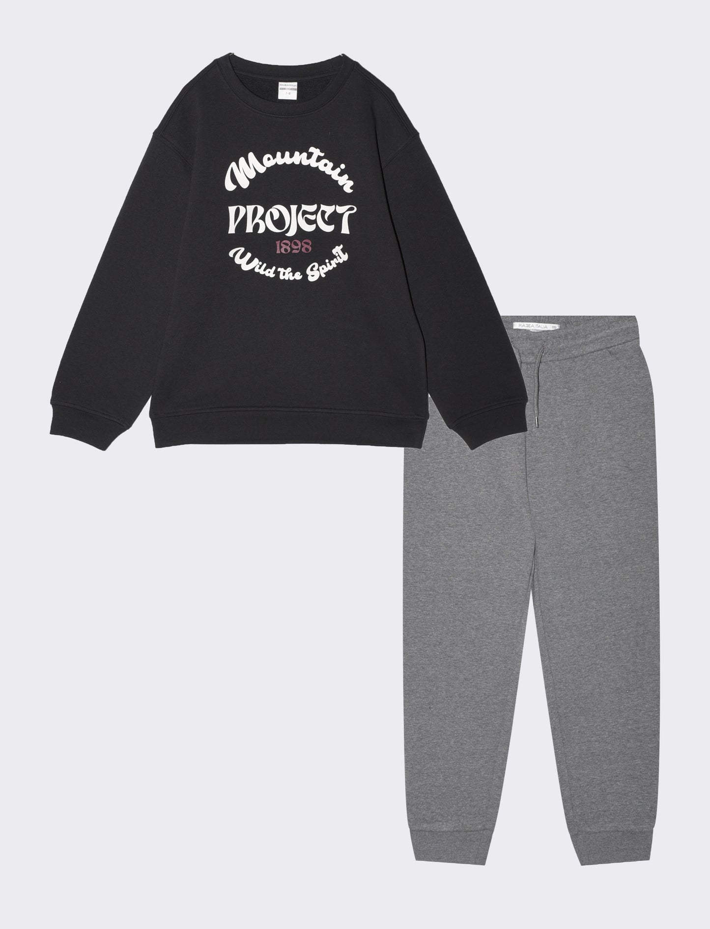 Two-Piece Comfortable and Practical Sweatshirt Set - Black