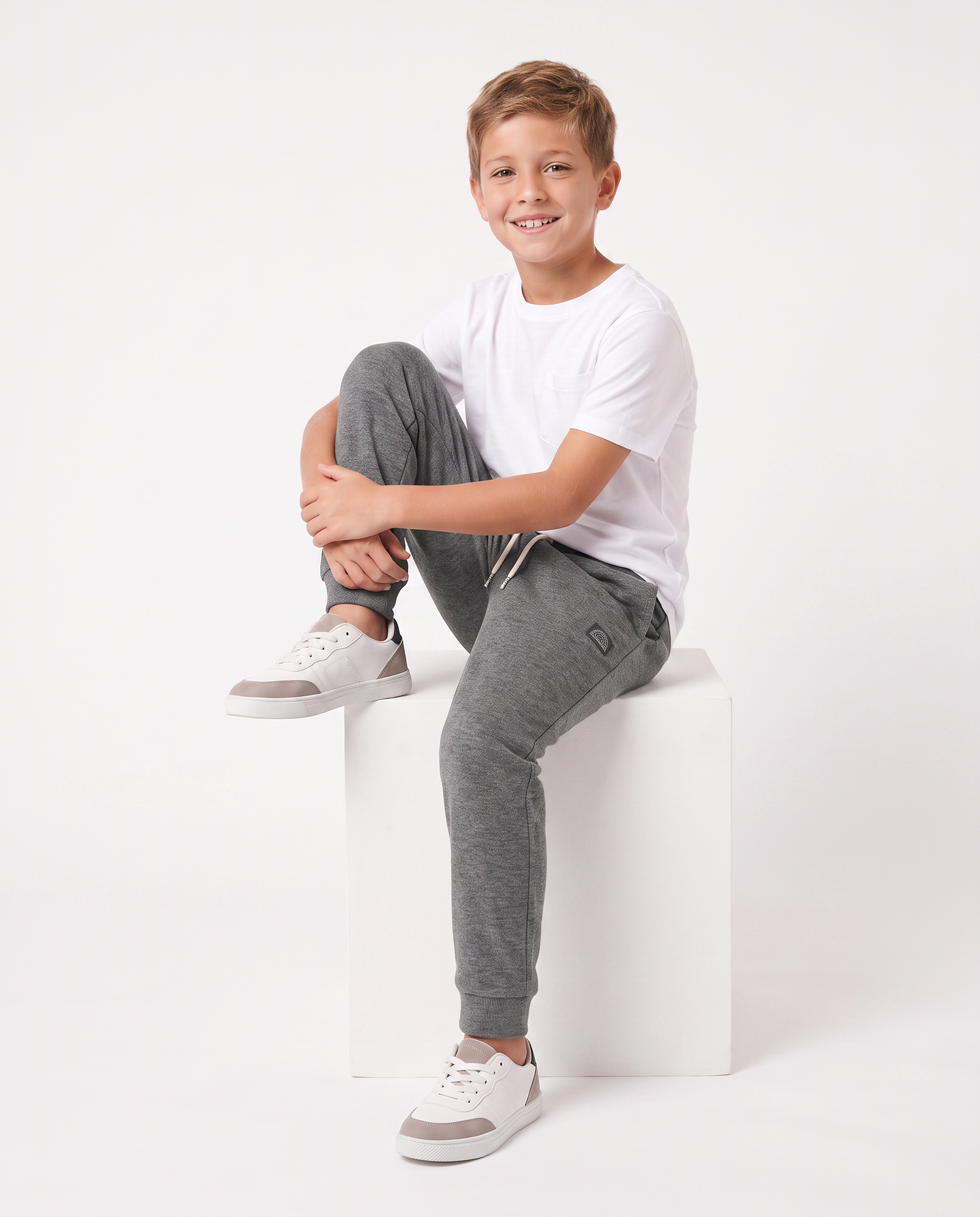 Pantaloni jogger in cotone comfortevoli - Grigio mel.