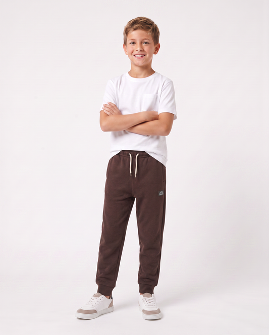 Pantaloni jogger in cotone comfortevoli - Marrone cioccolato
