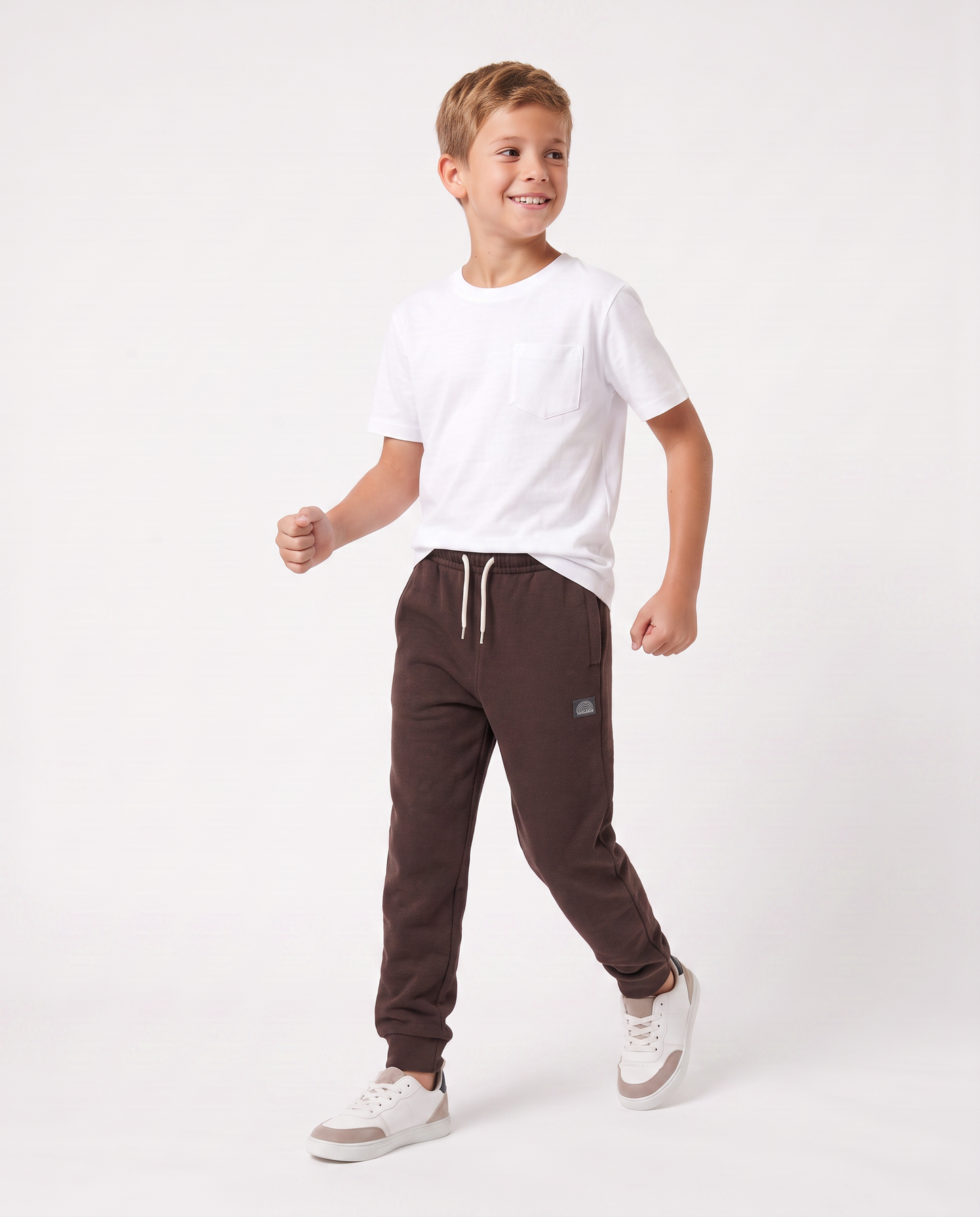 Pantaloni jogger in cotone comfortevoli - Marrone cioccolato
