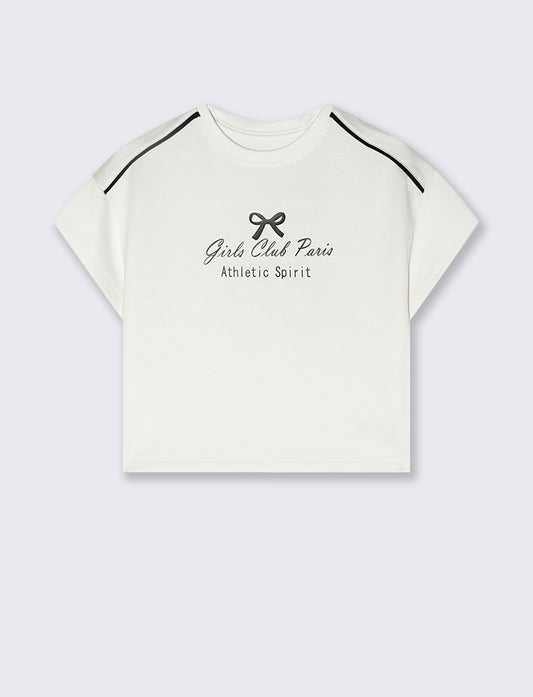 T-shirt cropped manica corta girocollo - Bianco