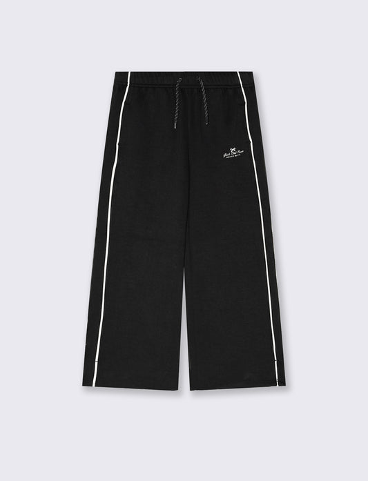 Jogger a gamba larga in tessuto tecnico - Nero