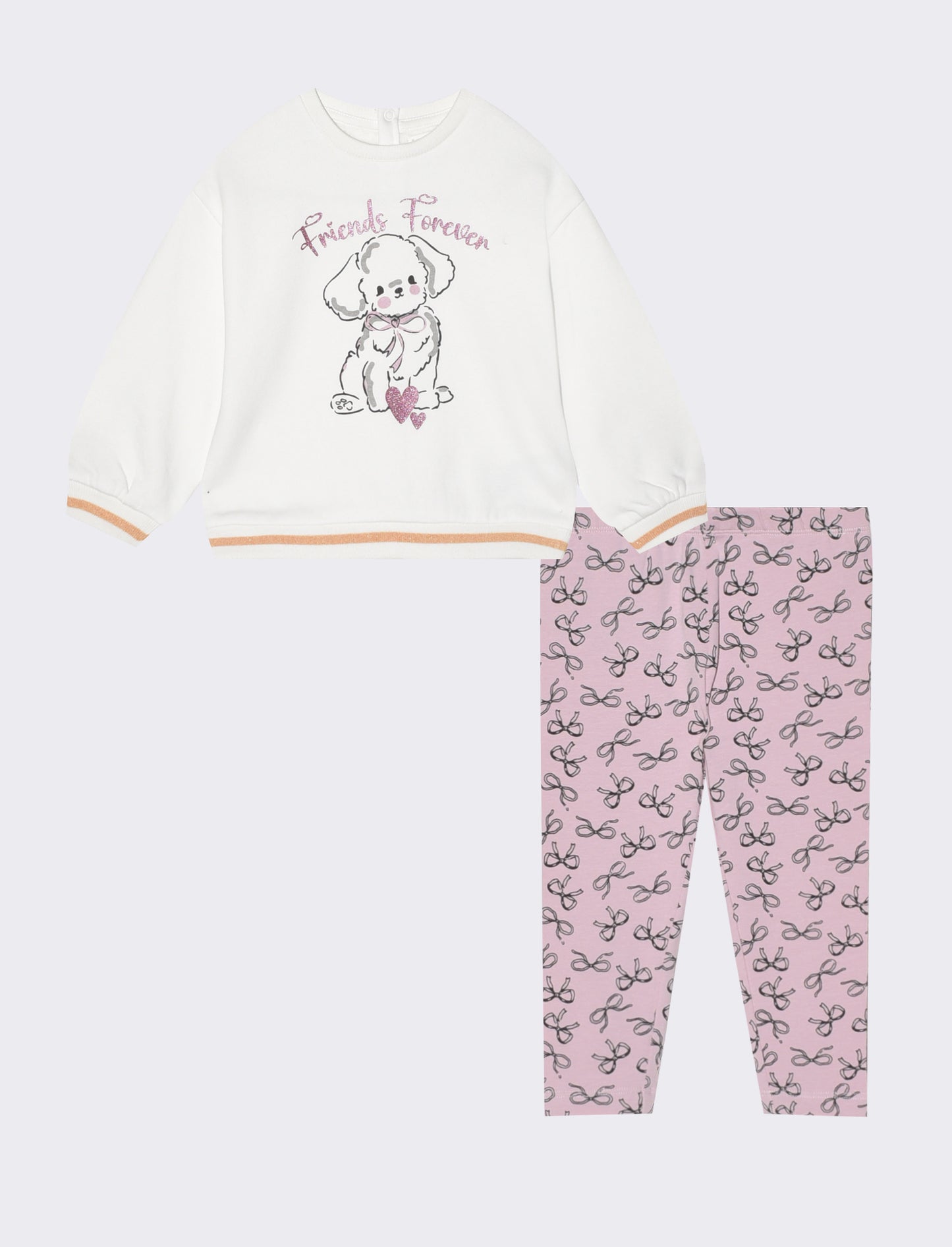 Set due pezzi con pantaloni stampati - Bianco latte