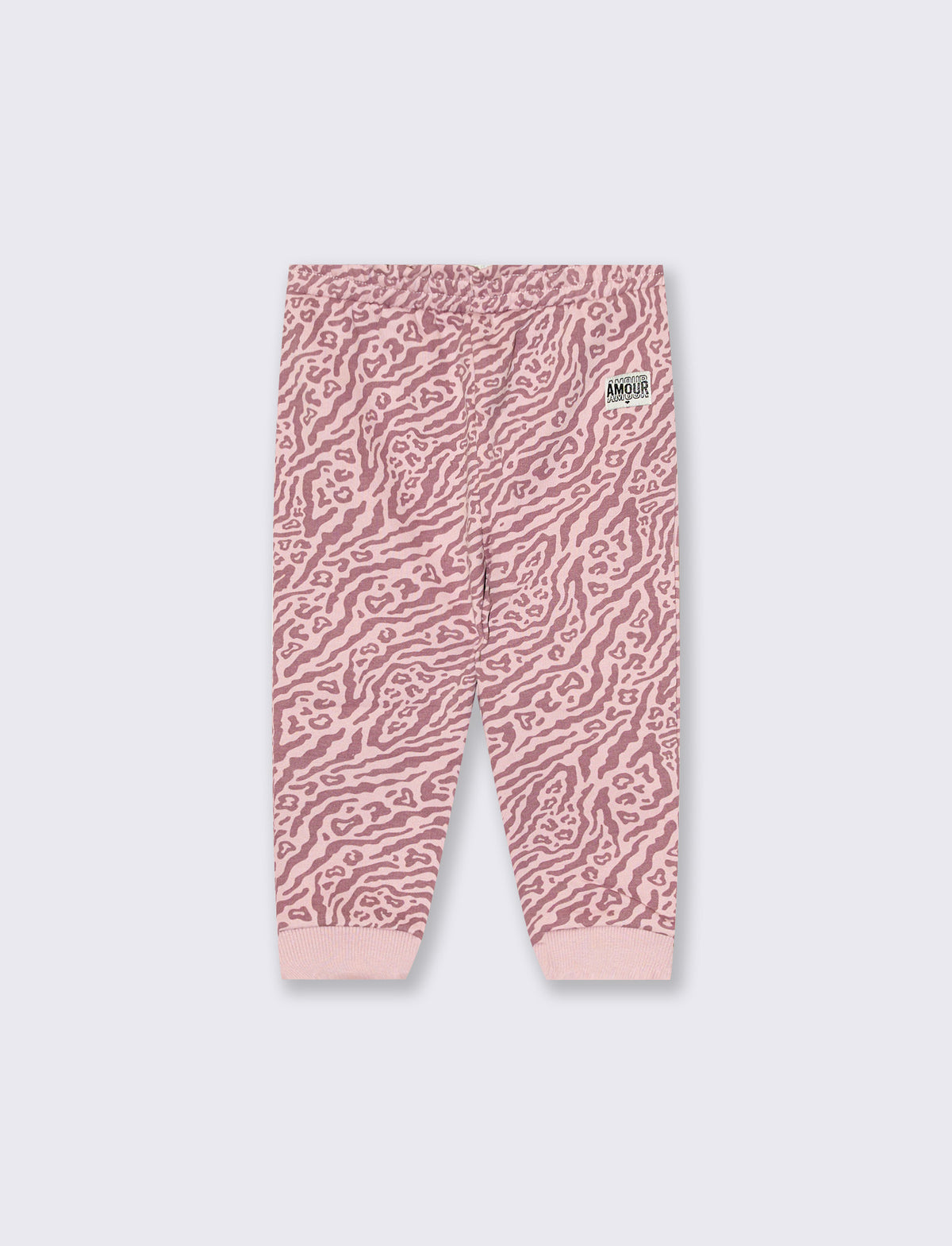 Jogger basico con stampa all over - Rosa polvere