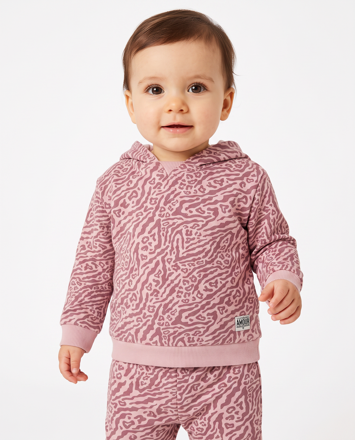 Basic sweatshirt with all-over print - Pink
