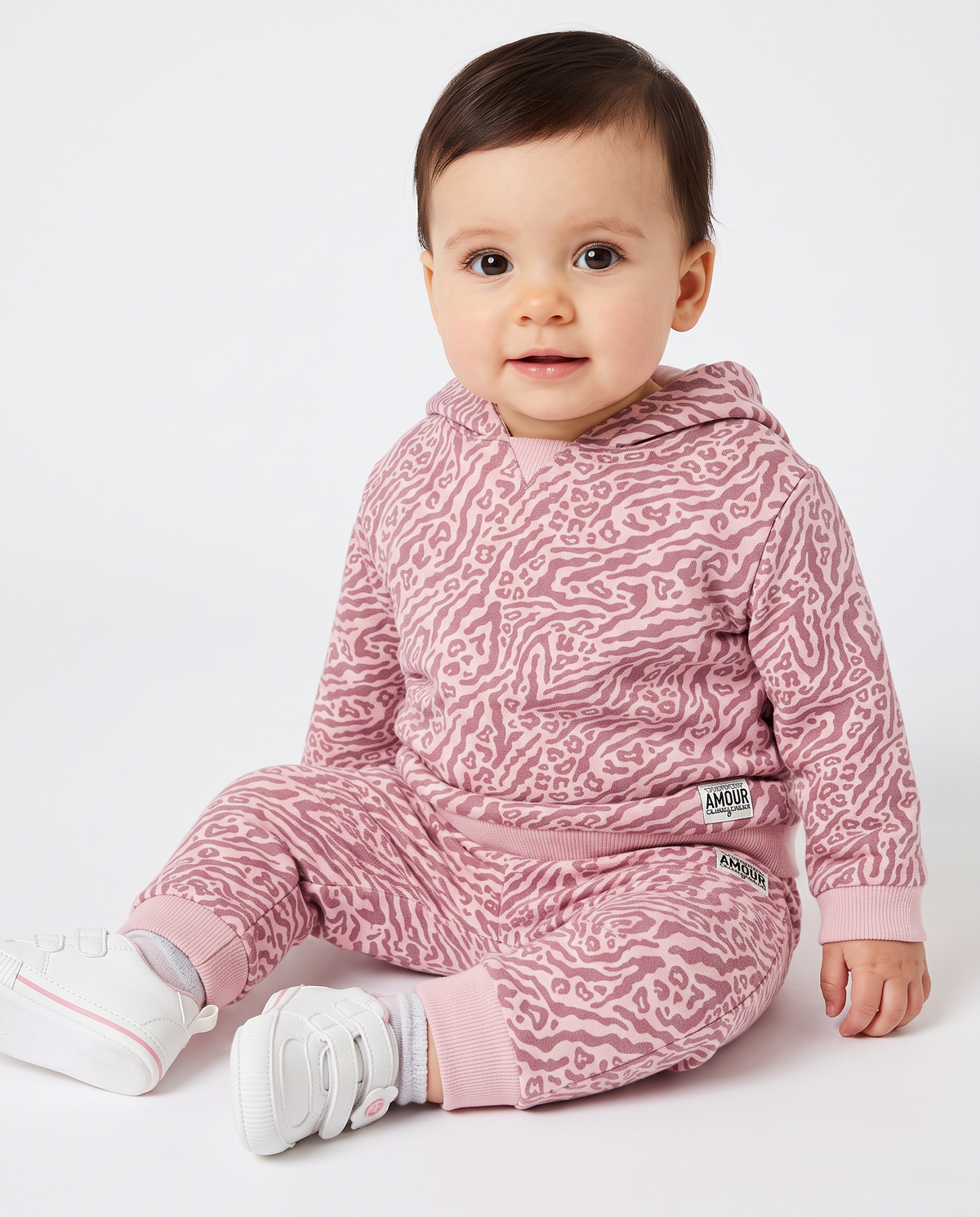 Basic sweatshirt with all-over print - Pink