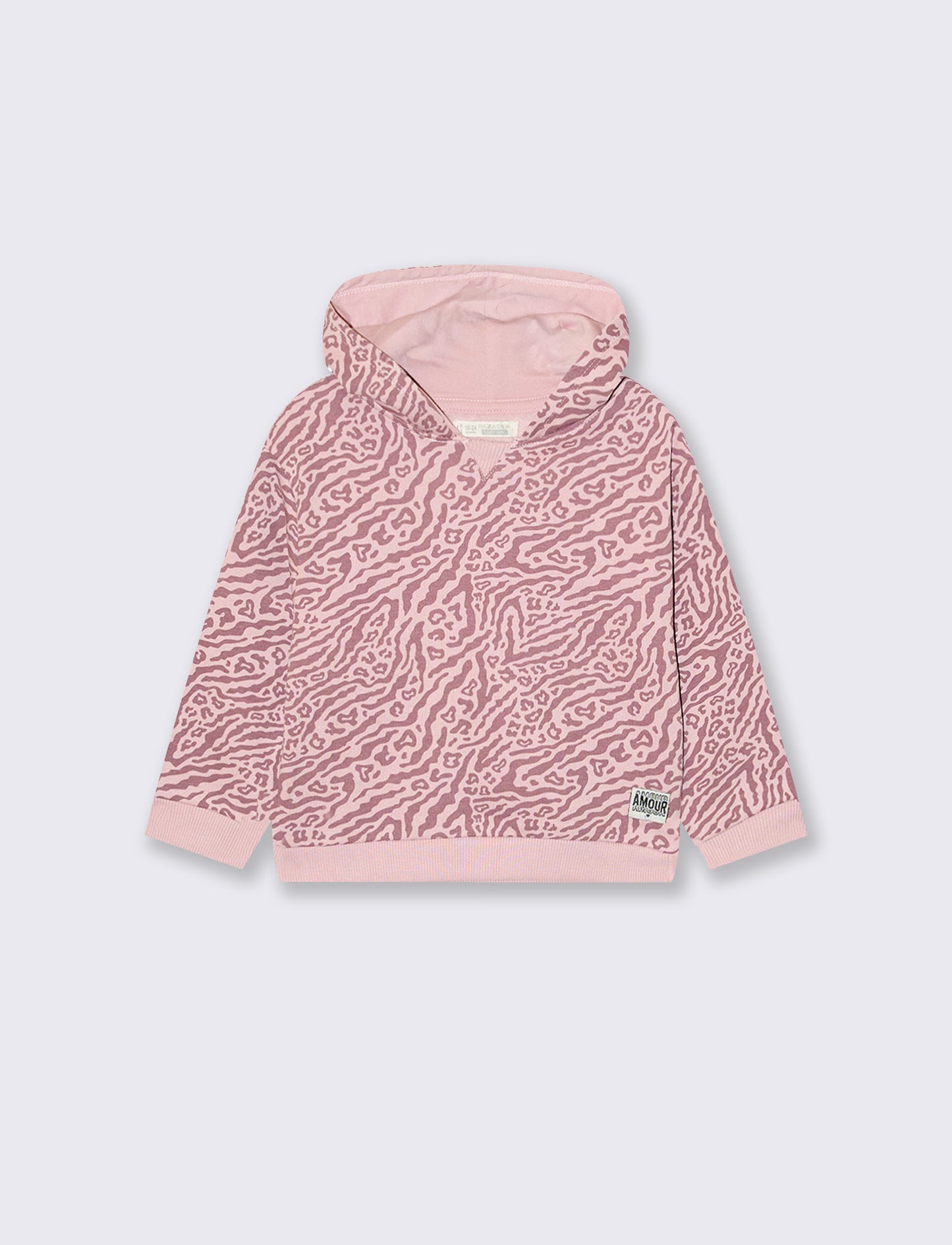 Felpa basica con stampa all over - Rosa polvere