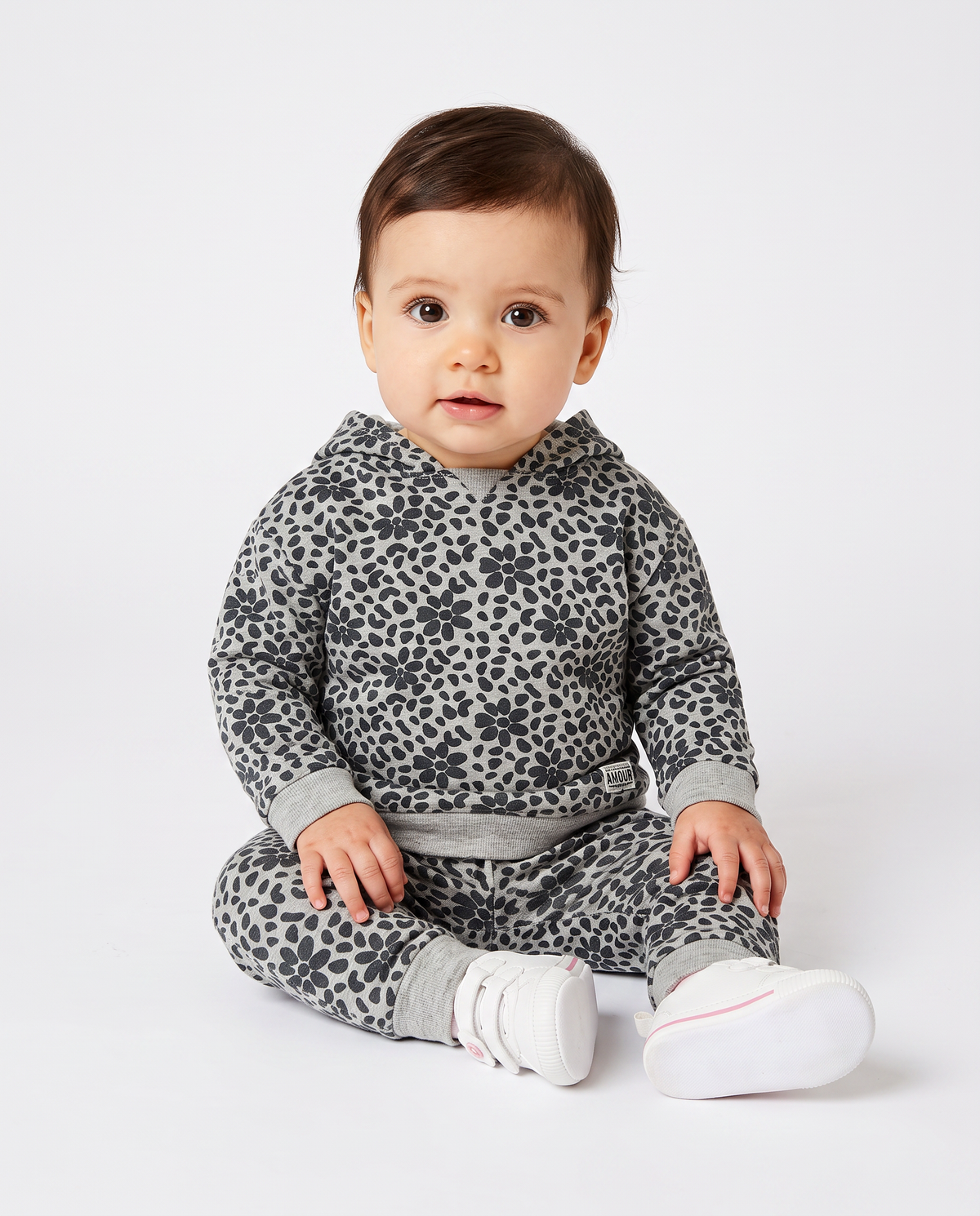 Basic sweatshirt with all-over print - Grey