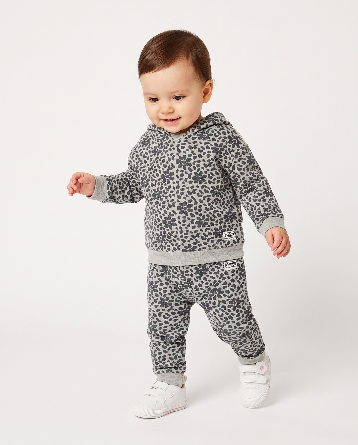 Basic sweatshirt with all-over print - Grey