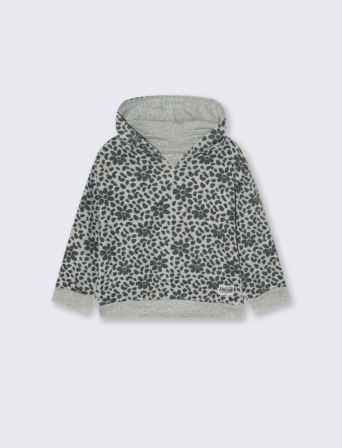 Felpa basica con stampa all over - Grigio mel.