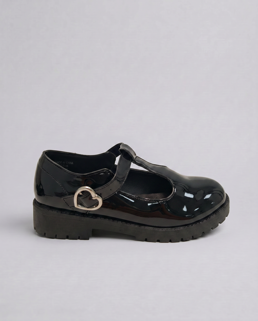 Scarpa bambina nera con fibbia a cuore - Nero