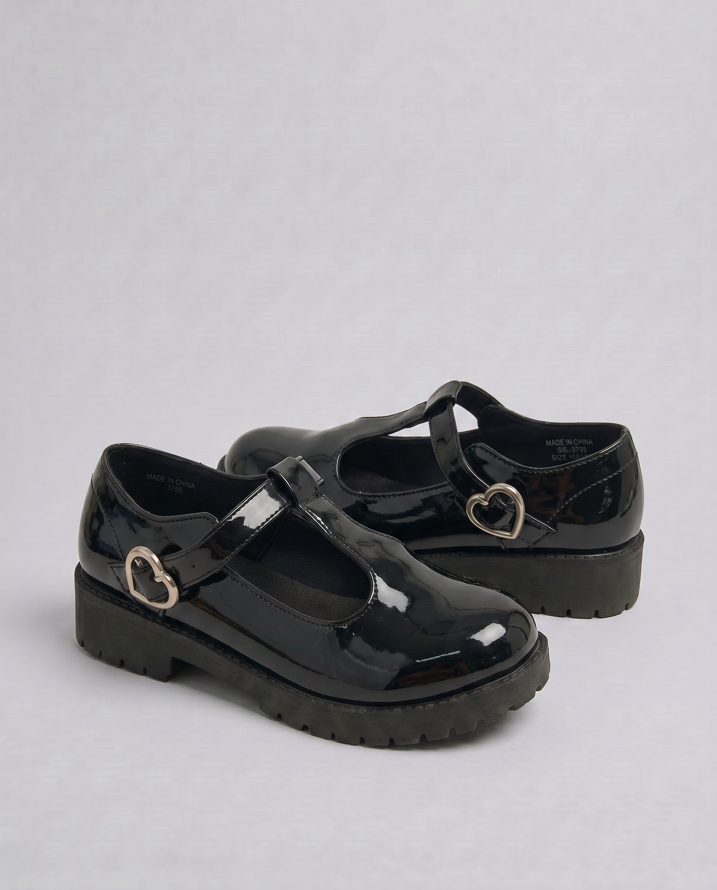 Scarpa bambina nera con fibbia a cuore - Nero