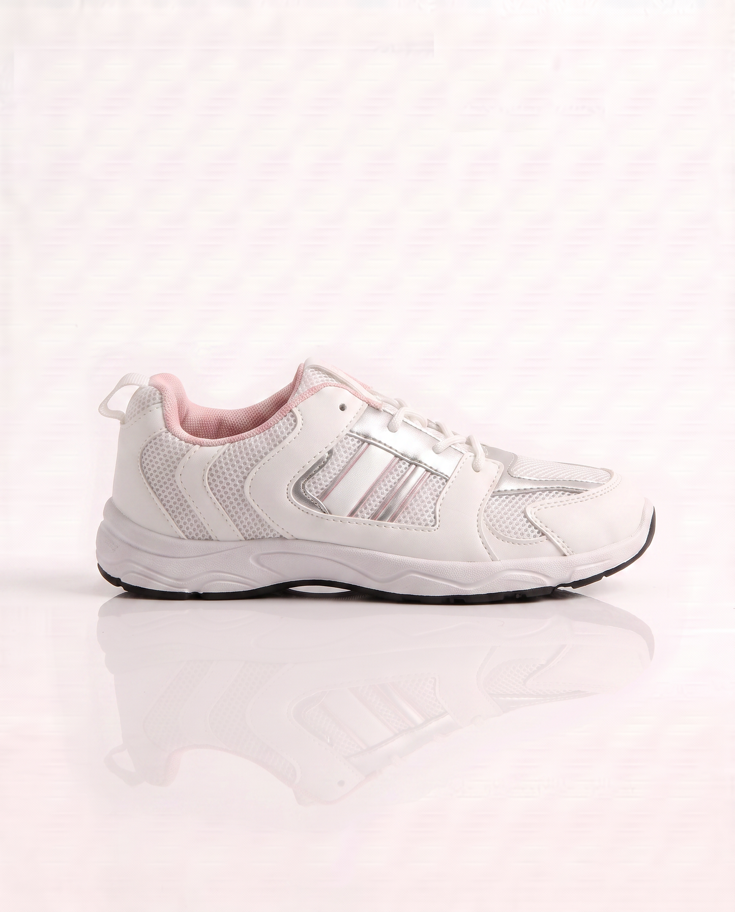 White sneakers with silver accents - White