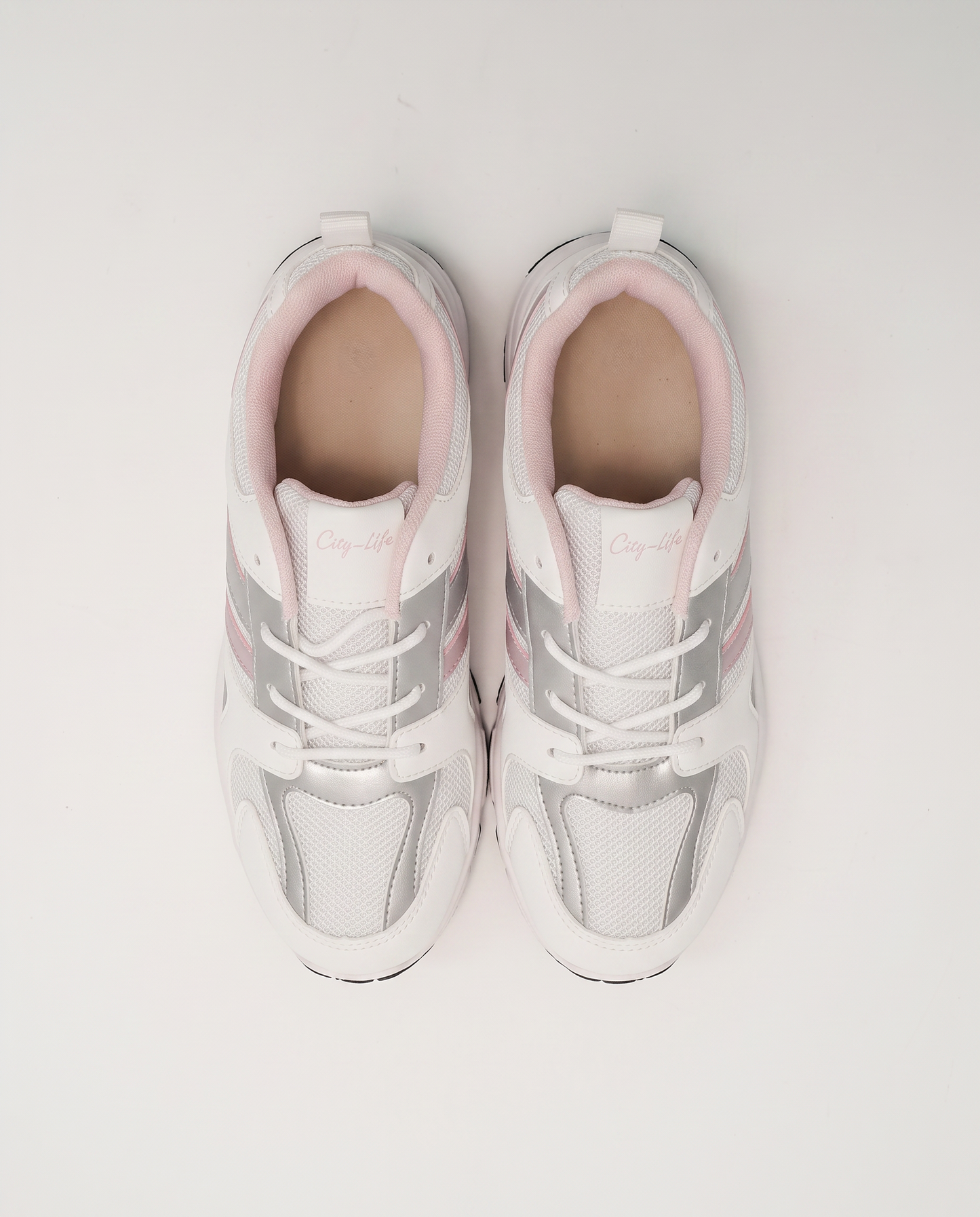 White sneakers with silver accents - White