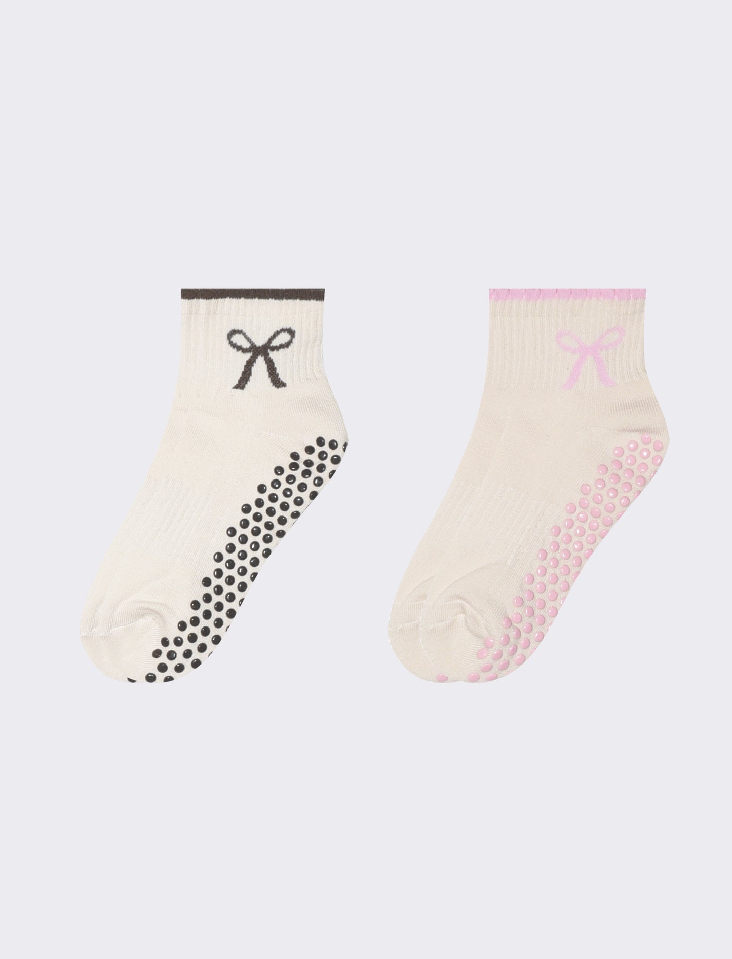 Calzini antiscivolo fiocco - 2 paia - Rosa