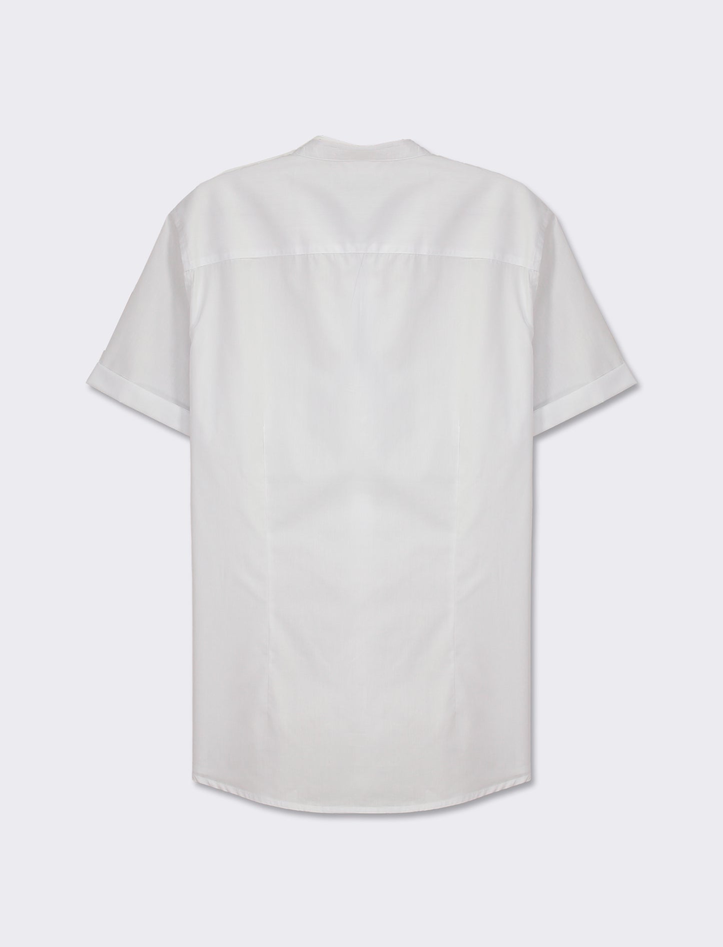 Regular Fit Cotton Blend Easy Iron Shirt with Short Sleeves and Korean Collar - White