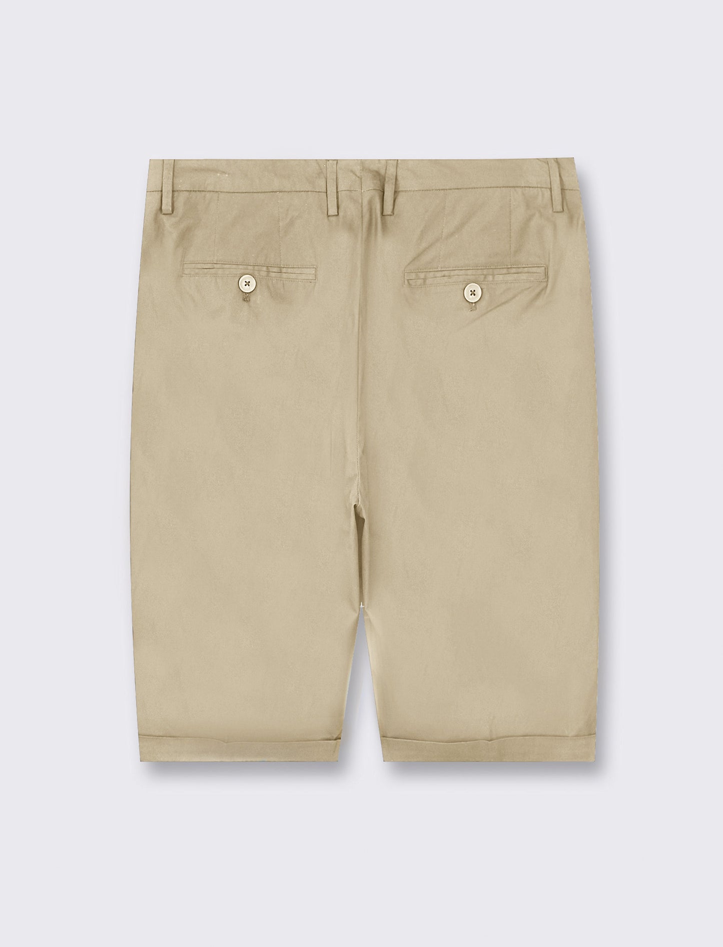 Men's Slim Fit Chino Bermuda Shorts - Cotton Poplin with Stretch - Beige