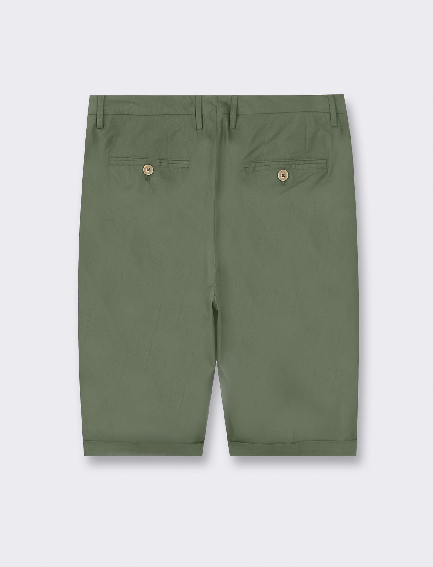 Men's Slim Fit Chino Bermuda Shorts - Cotton Poplin with Stretch - Green