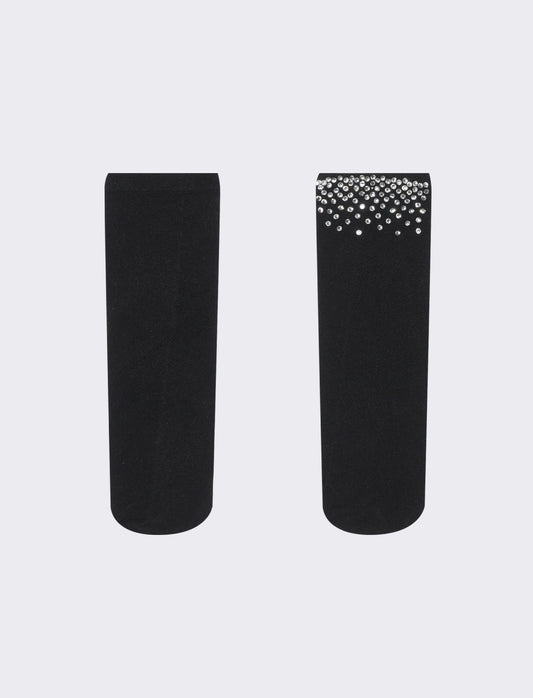 Calzini in microfibra con strass, 1 paio - Nero