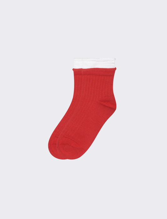 Calzino donna elastico bicolor 1 paio - Rosso