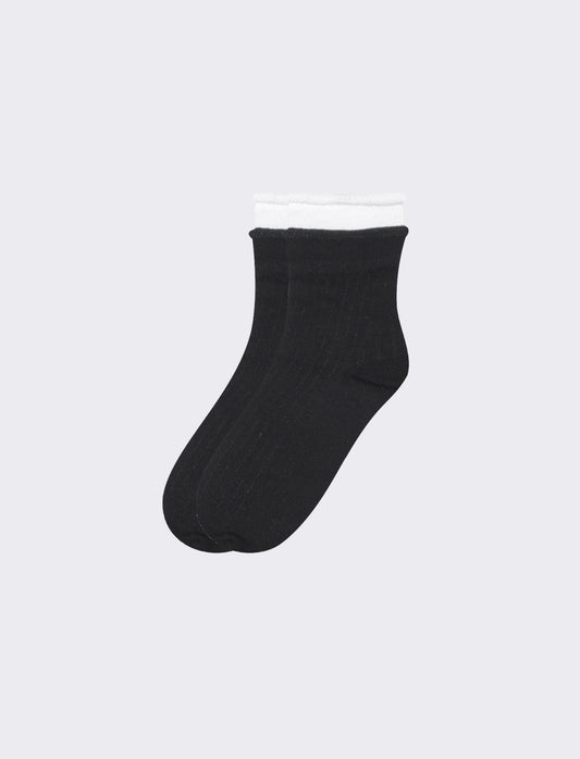Calzino donna elastico bicolor 1 paio - Nero