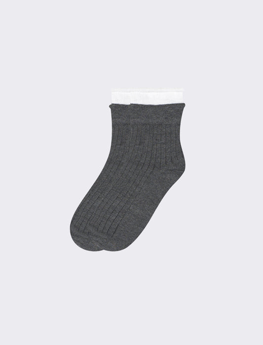 Calzino donna elastico bicolor 1 paio - Grigio