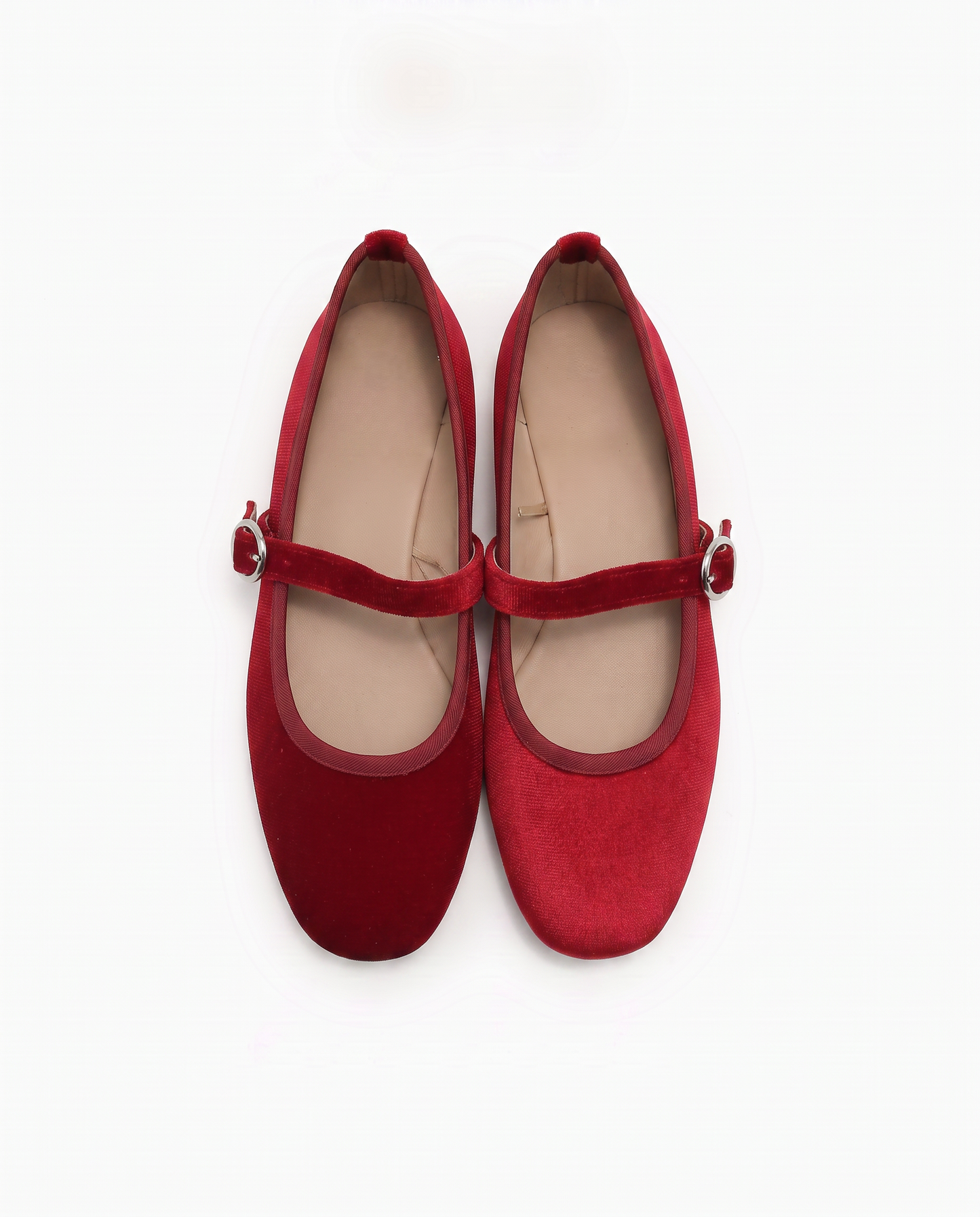 Velvet Ballerina with Buckle for Girls - Red