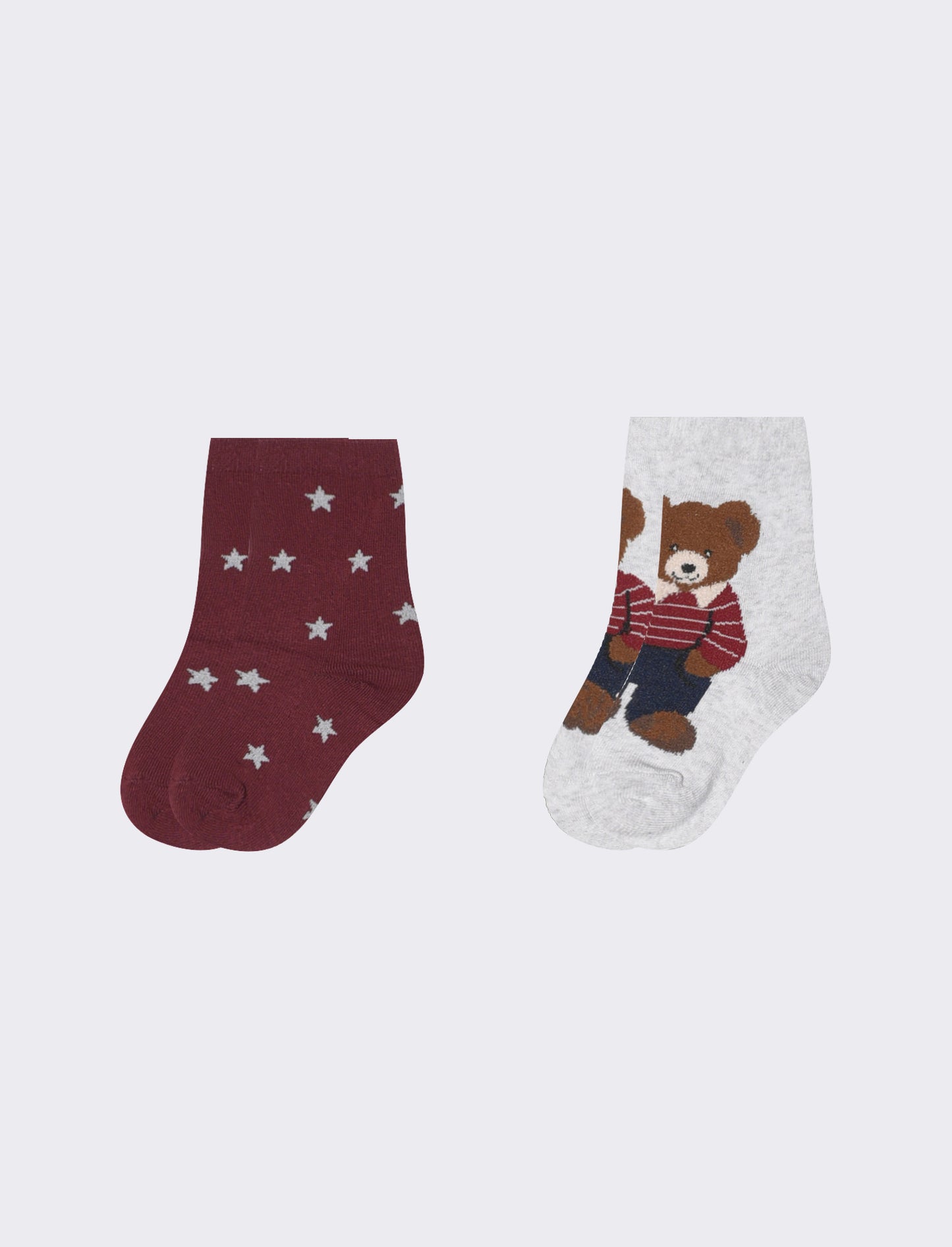 Clazini: 2 pairs of stars and teddy bear - Red