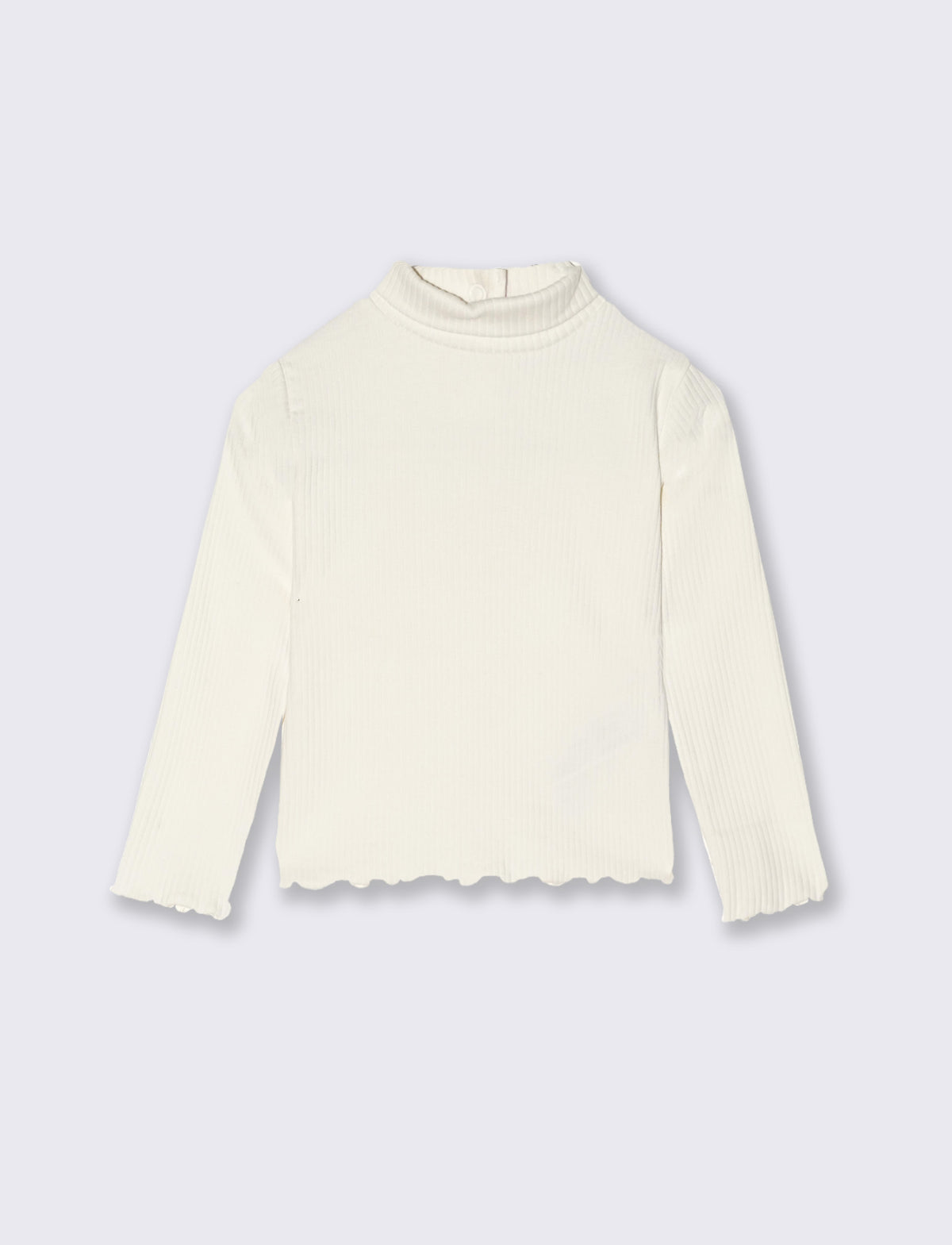 Long sleeve ribbed turtleneck shirt - White