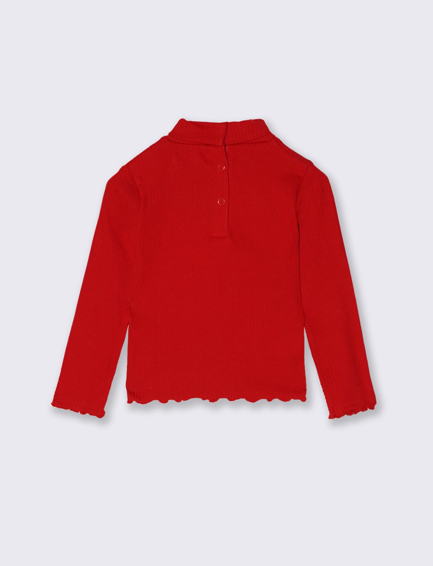 Maglietta lupetto in costina manica lunga - Rosso