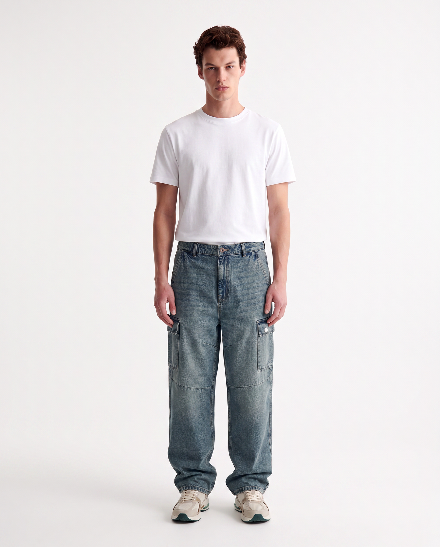 JEANS BAGGY CARGO FIT CON TASCONI SLAVATI - Denim