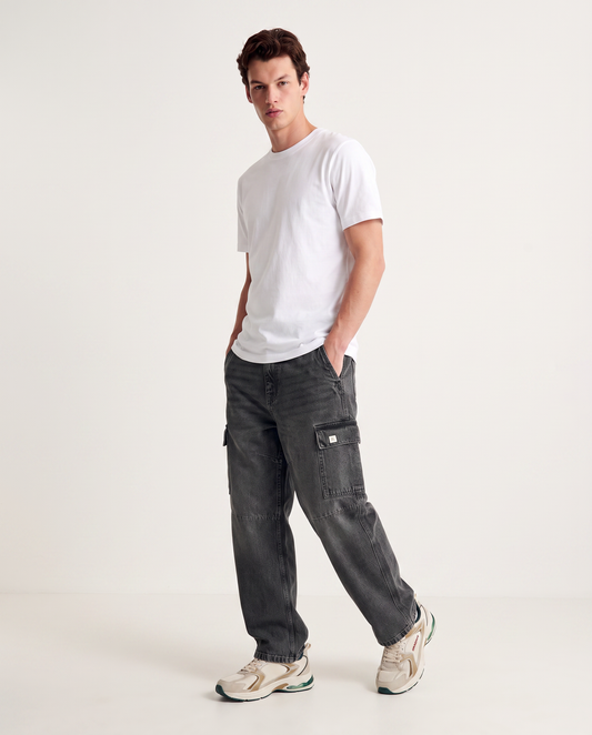 JEANS BAGGY CARGO FIT CON TASCONI SLAVATI - Grigio