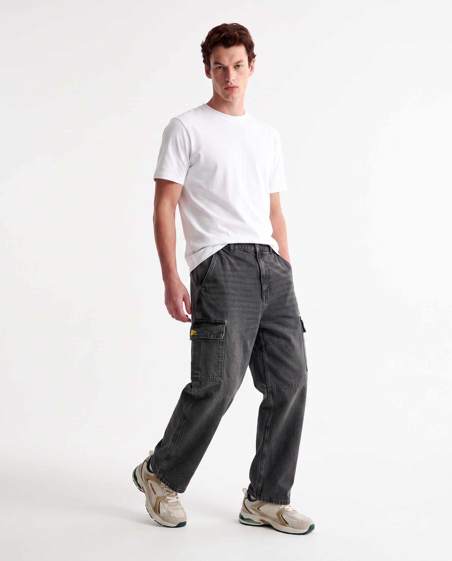 JEANS BAGGY CARGO FIT CON TASCONI SLAVATI - Grigio