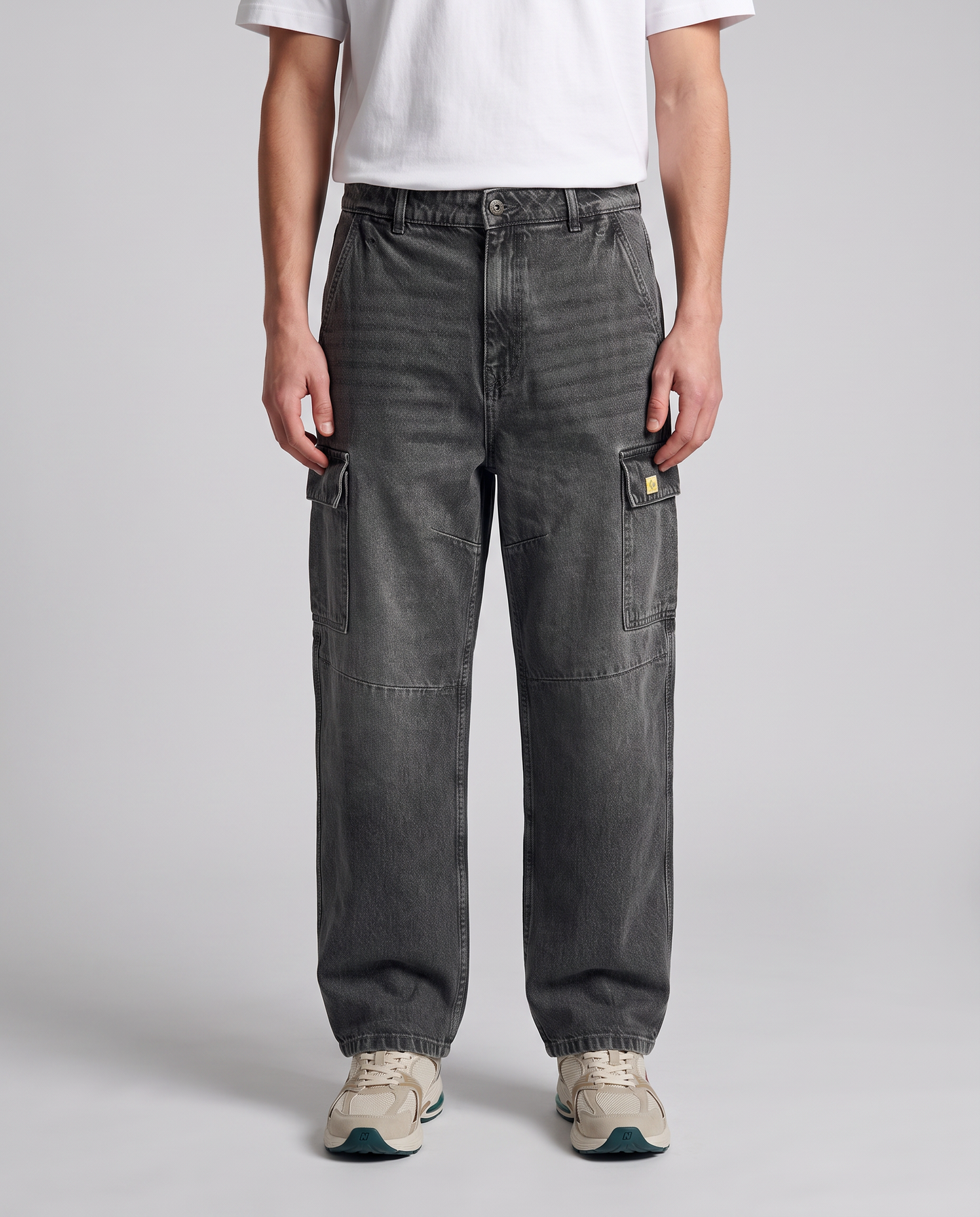 JEANS BAGGY CARGO FIT CON TASCONI SLAVATI - Grigio