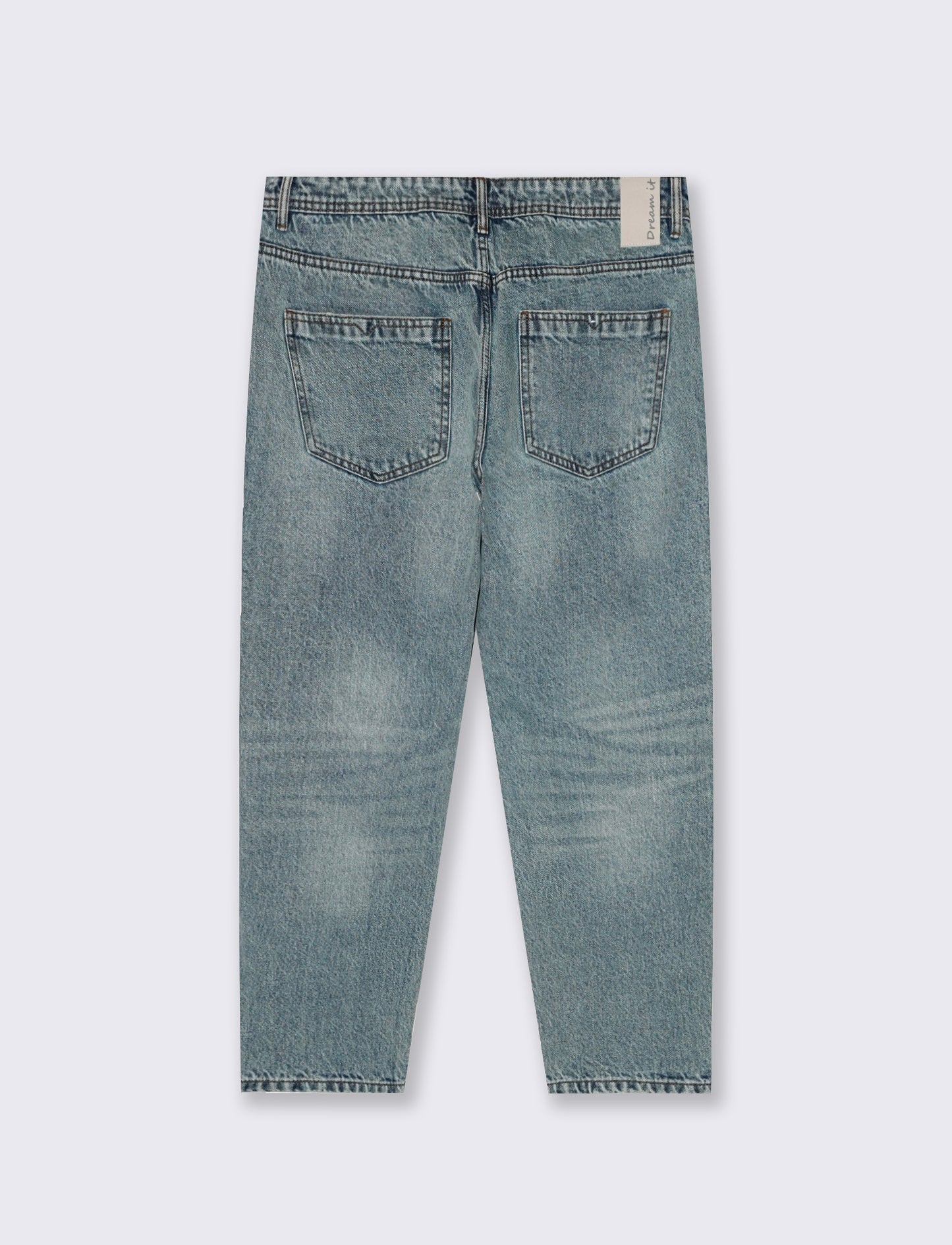 JEANS STRAIGHT FIT in denim slavato - Denim