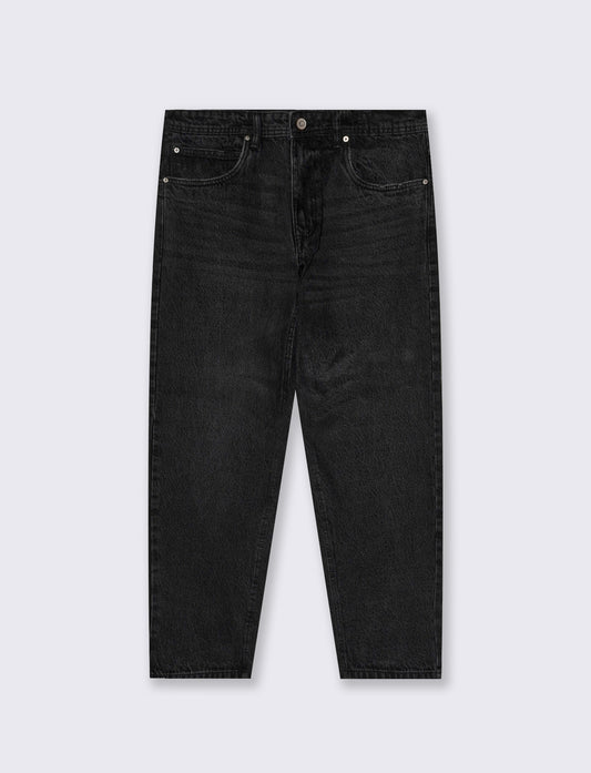 JEANS STRAIGHT FIT in denim slavato - Nero
