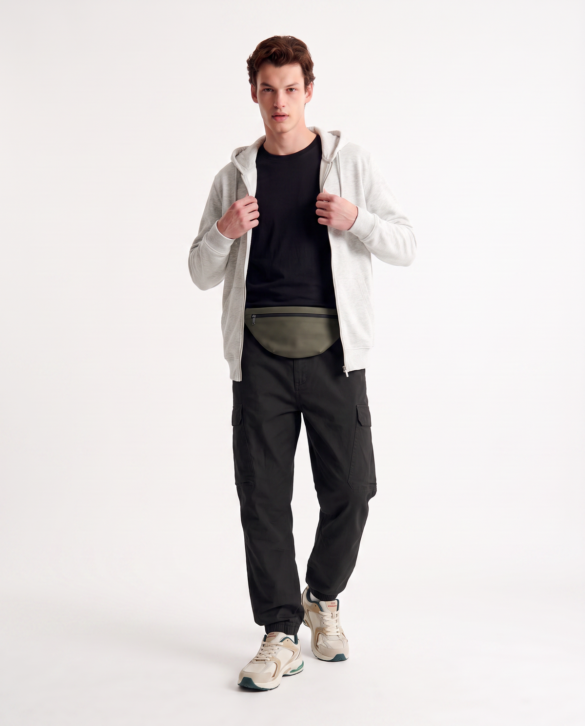 Cargo Fit Pants with Adjustable Waist - Black