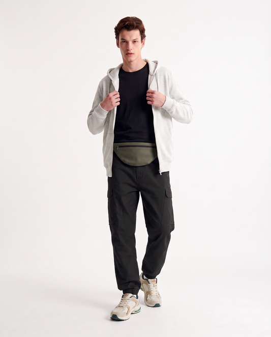 Pantaloni Cargo Fit con Vita Regolabile - Nero