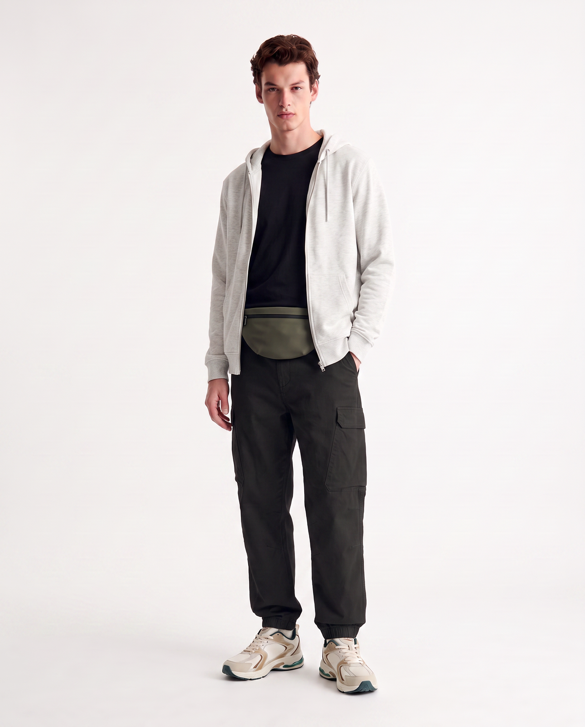 Cargo Fit Pants with Adjustable Waist - Black