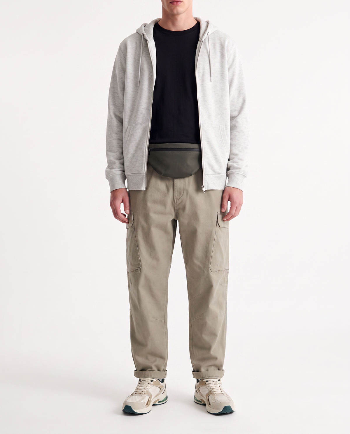 Pantaloni Cargo Fit con Vita Regolabile - Verde kaki