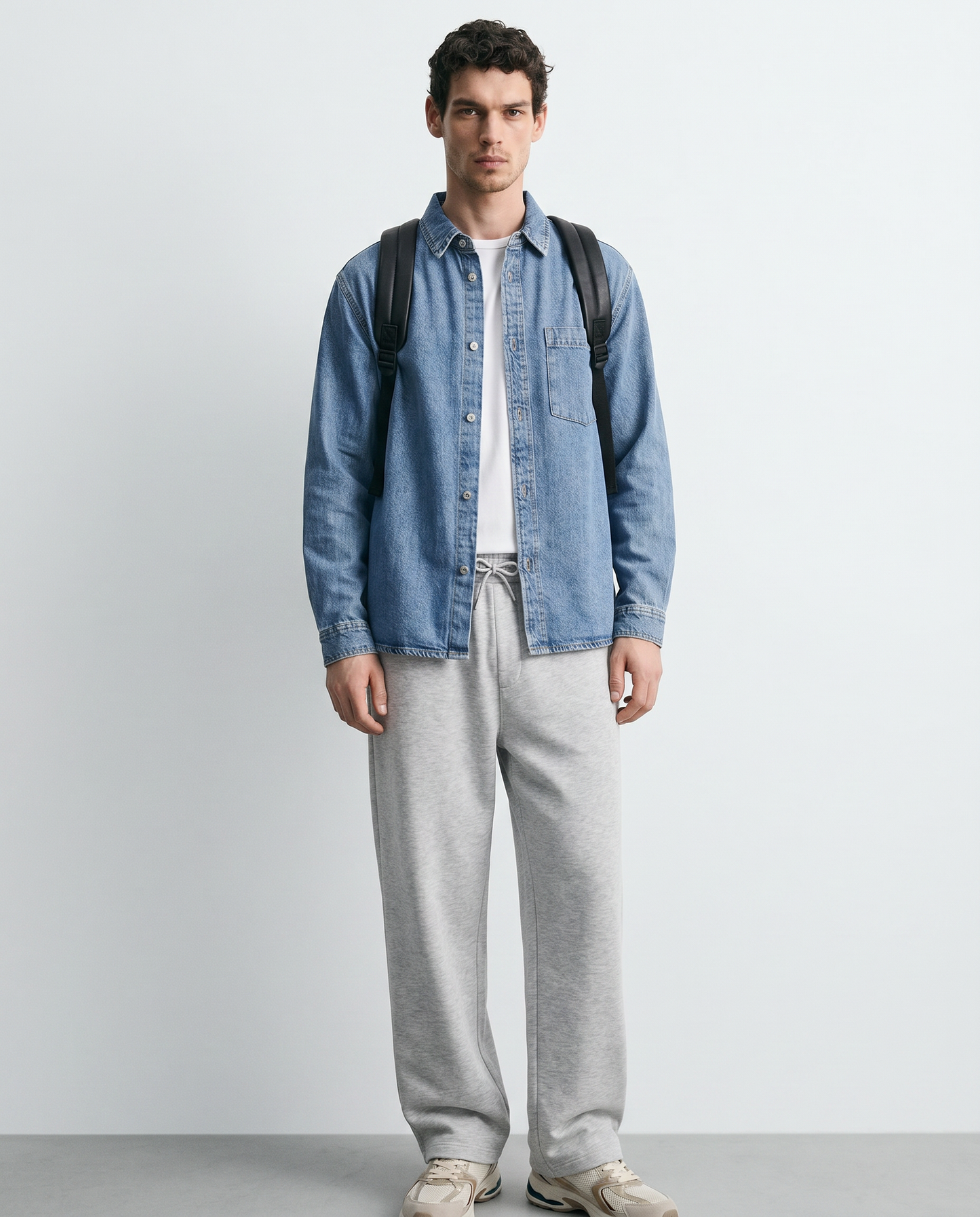 Camicia denim relaxed fit con tasca petto - Denim