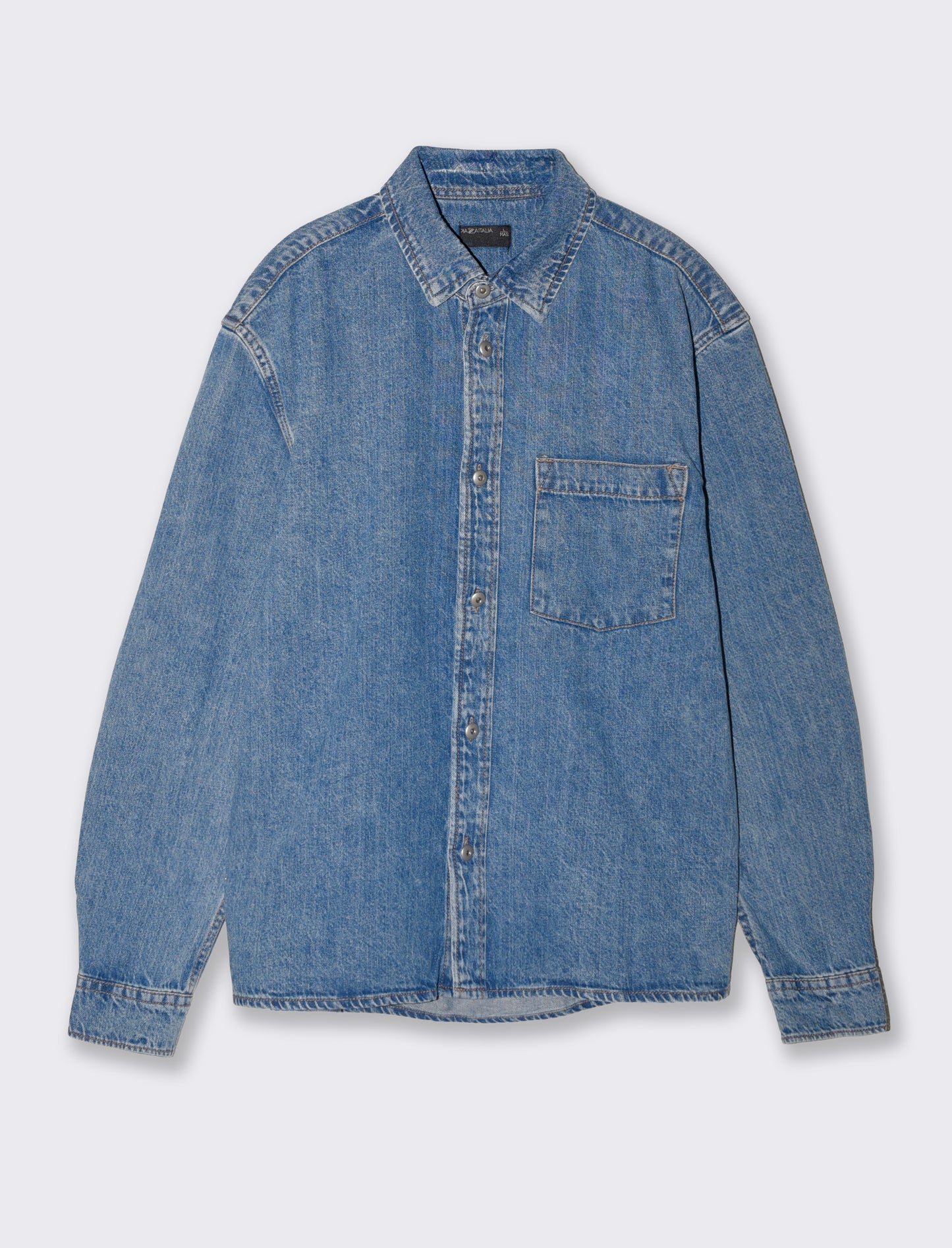 Camicia denim relaxed fit con tasca petto - Denim