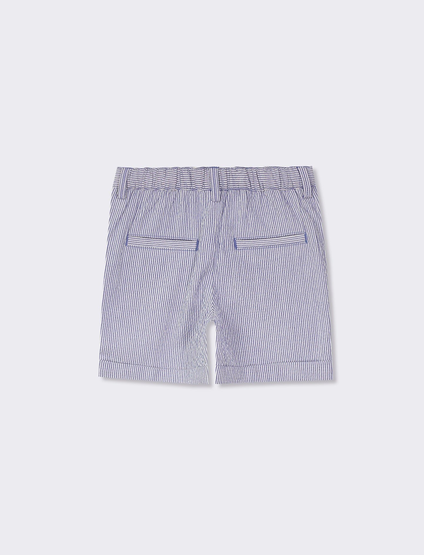 Cotton Striped Bermuda Shorts with Adjustable Waistband - Pattern